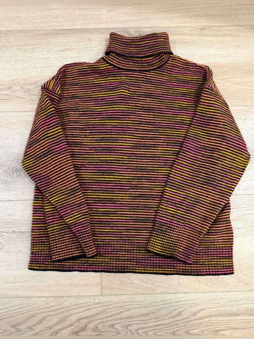 Missoni Striped Turtleneck Sweater in Pink, Yellow & Black